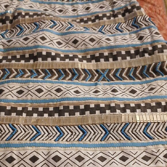 Patterned Blue and Brown Women's Skirt - Picture 2 of 4
